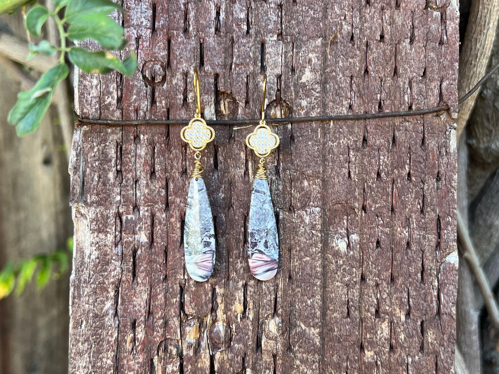 PORCELAIN JASPER earrings, Jasper earrings, long earrings, Gifts for her, natural stone Earrings