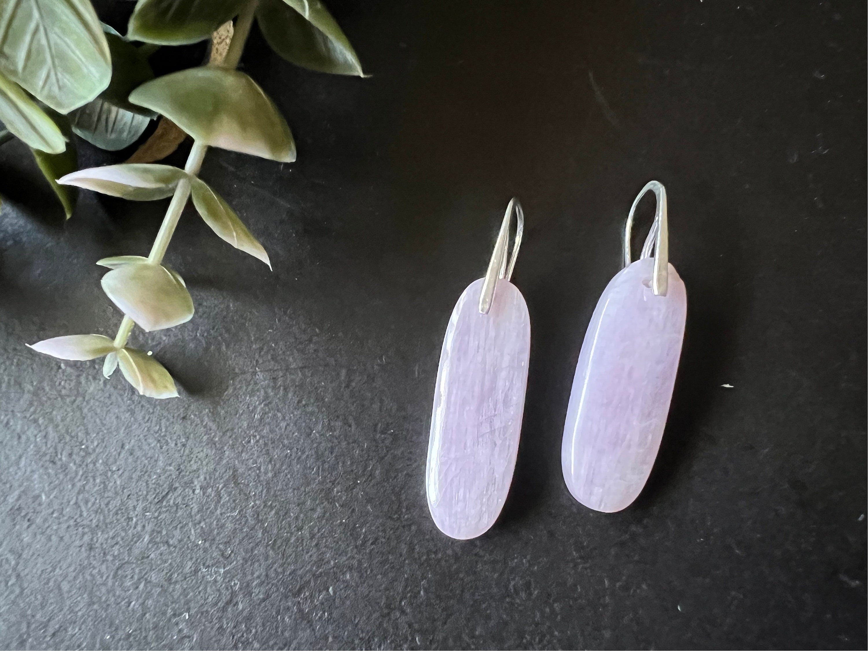 Statement earrings, Kunzite earrings, natural stone earrings, 925 sterling silver ear hooks, gifts for her