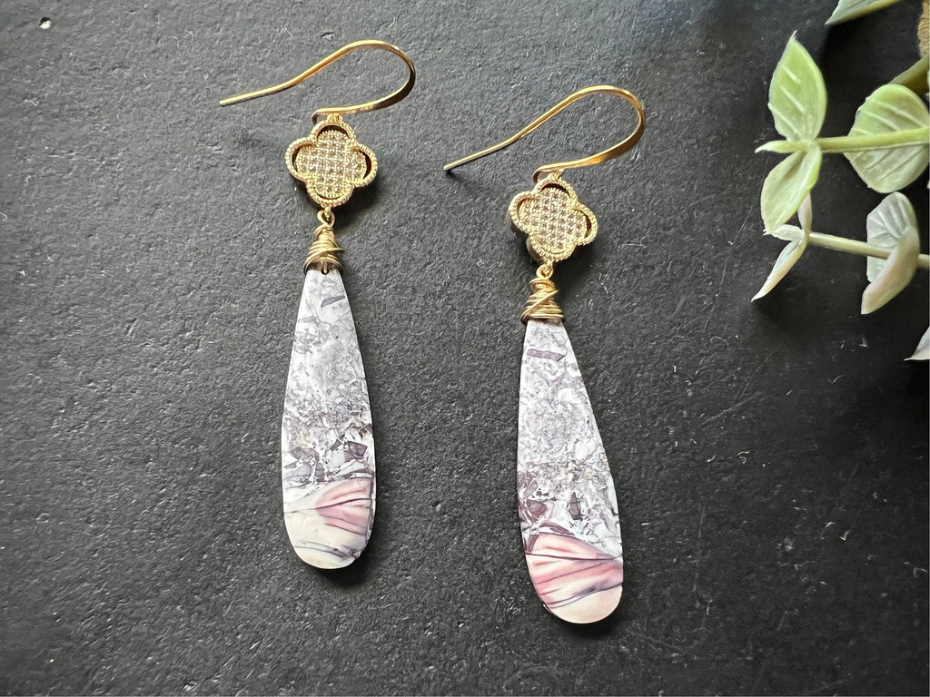 PORCELAIN JASPER earrings, Jasper earrings, long earrings, Gifts for her, natural stone Earrings