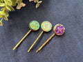 Czech Glass Button hair pins, Boho hair pins , Vintage accessories, Czech Glass accessory, Bohemian Hippie