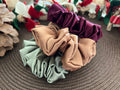 Luxurious scrunchies, satin fabric scrunchies, neutral fall colors, fall scrunchies, autumn hair accessories, hair band, gift for kids