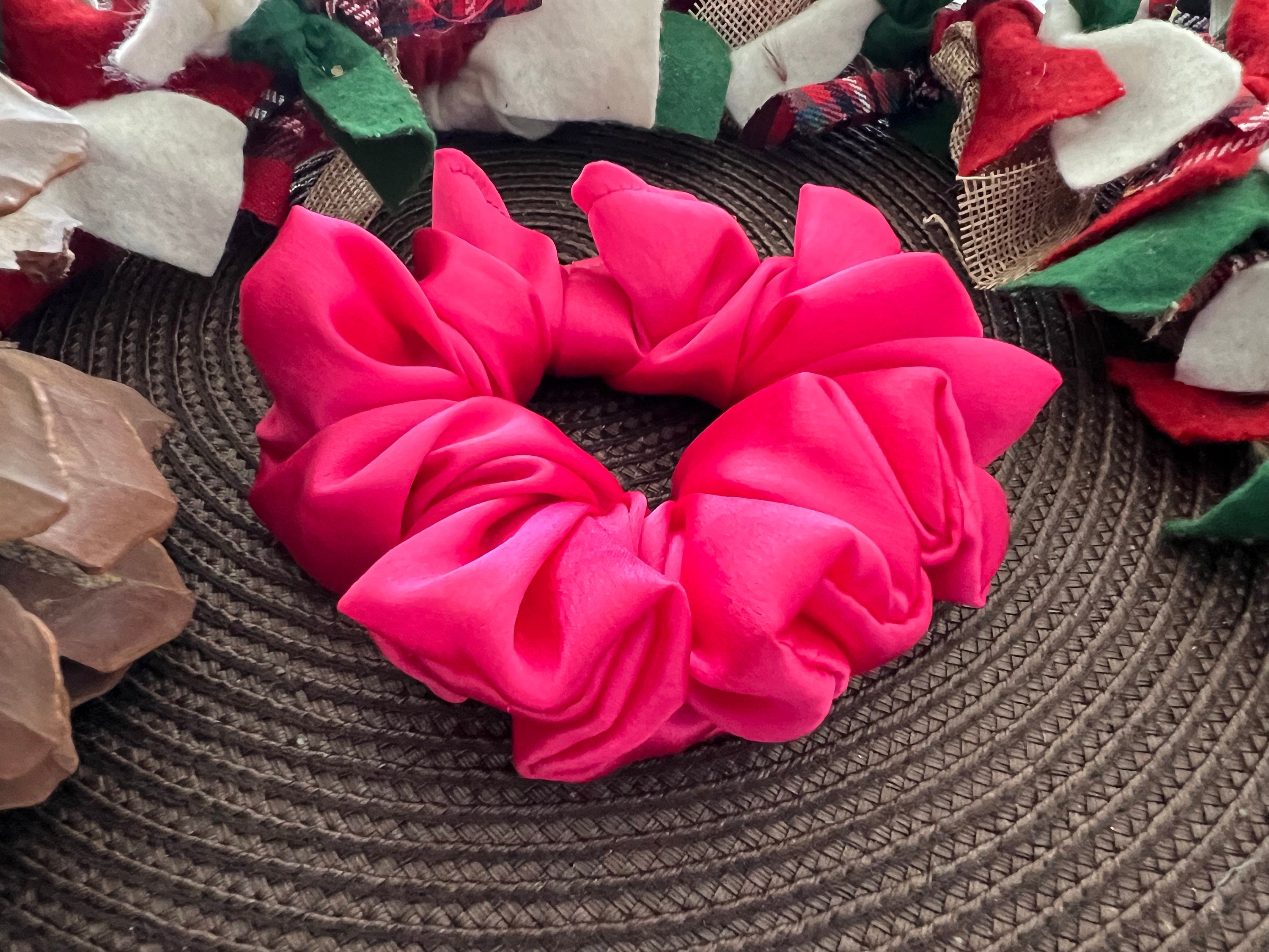 Luxurious scrunchies, satin fabric scrunchies, bright solid colors, fall scrunchies, autumn hair accessories, hair band, gift for kids