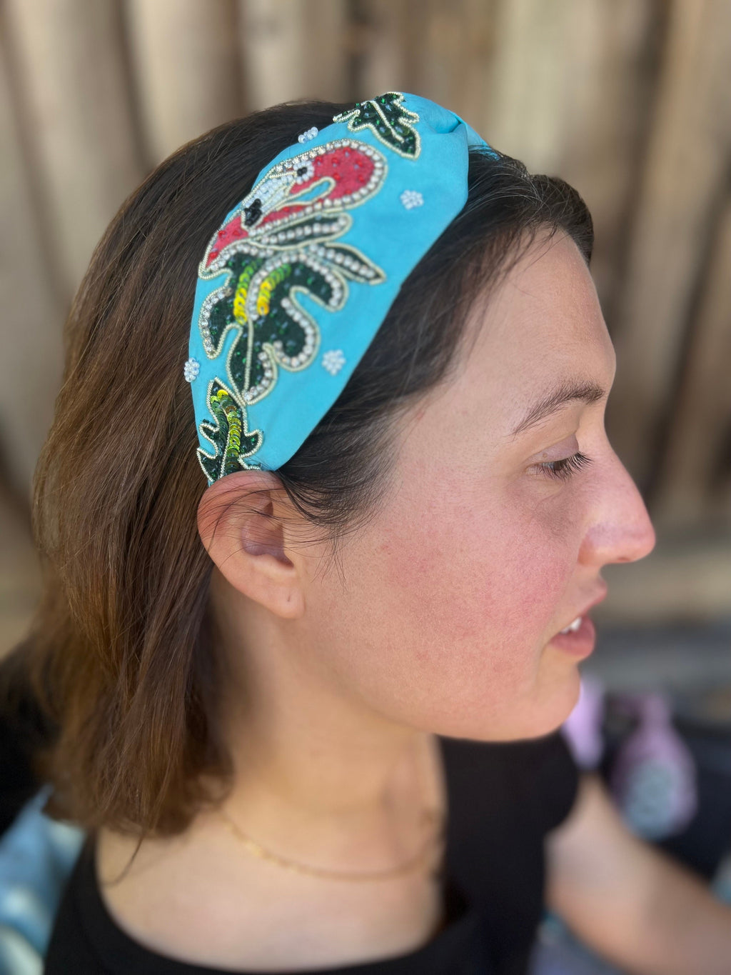 Pelican headband, Statement Beaded Knot Headband, Handmade Knot Headband, Wide Knot Headband, Embellished Knot Headband, Seed Bead Headband