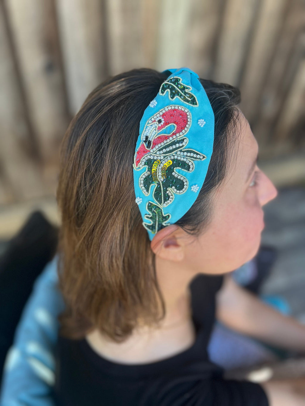 Pelican headband, Statement Beaded Knot Headband, Handmade Knot Headband, Wide Knot Headband, Embellished Knot Headband, Seed Bead Headband
