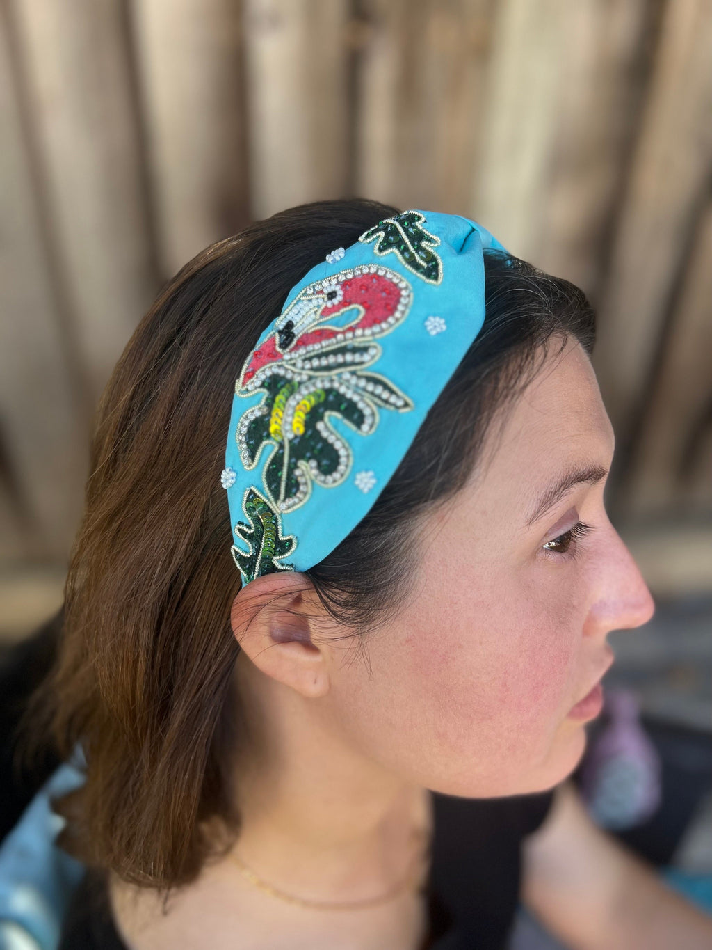 Pelican headband, Statement Beaded Knot Headband, Handmade Knot Headband, Wide Knot Headband, Embellished Knot Headband, Seed Bead Headband