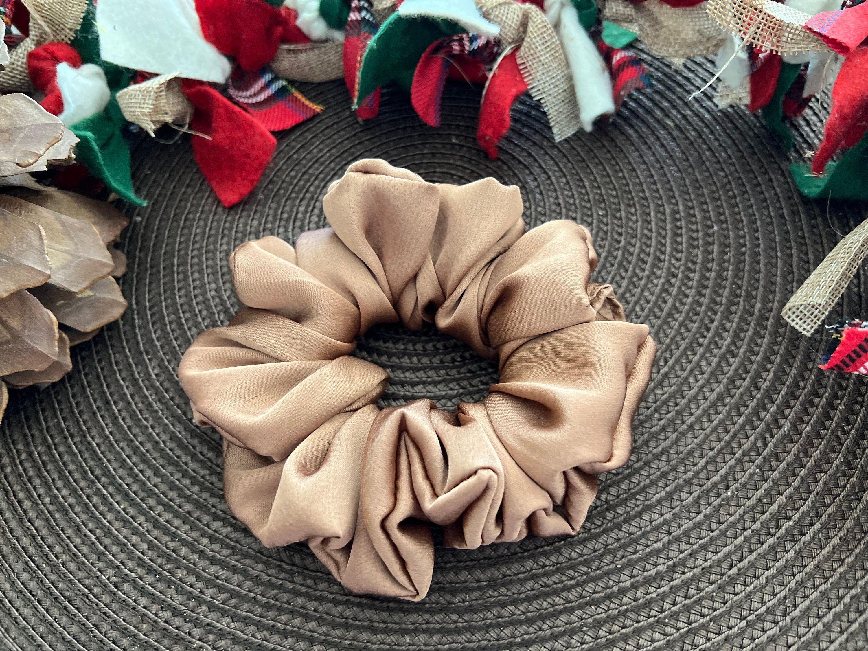 Luxurious scrunchies, satin fabric scrunchies, neutral fall colors, fall scrunchies, autumn hair accessories, hair band, gift for kids