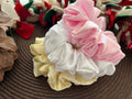 Luxurious scrunchies, satin fabric scrunchies, solid colors, fall scrunchies, autumn hair accessories, hair band, gift for kids, women’s
