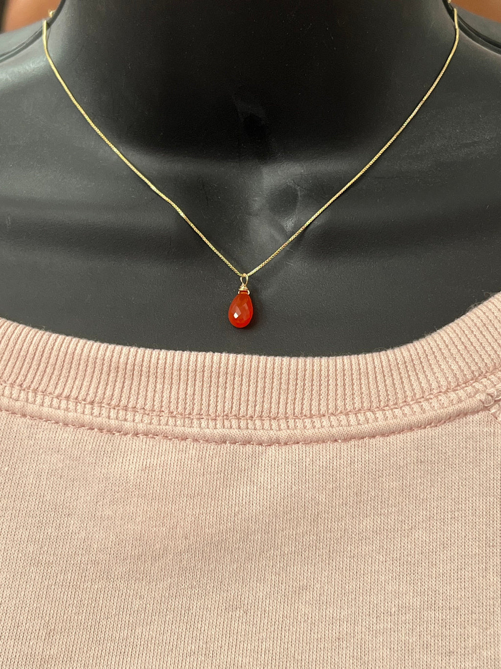 Dainty Carnelian pendant , gifts for her, AAA micro faceted crystal, layering necklace, 14k gold chain, anti tarnish chain, july birthstone