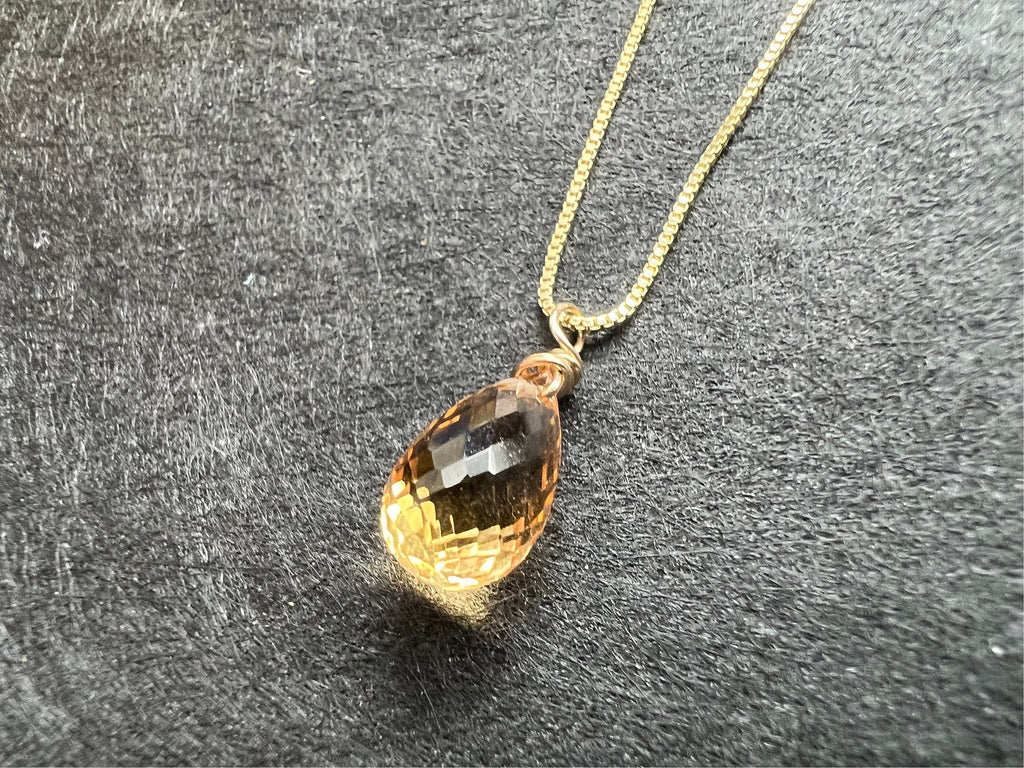 Dainty Citrine pendant , gifts for her, AAA micro faceted crystal, layering necklace, 14k gold chain, November birthday gift