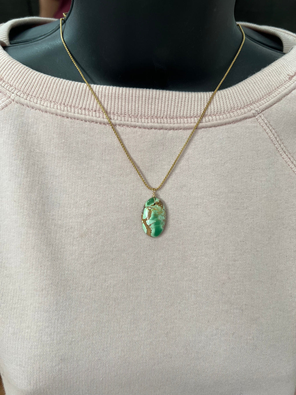 Variscite pendant , gifts for her, layering necklace, 14k gold chain, anti tarnish chain, natural stone pendant
