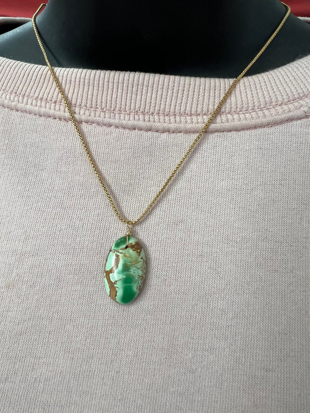 Variscite pendant , gifts for her, layering necklace, 14k gold chain, anti tarnish chain, natural stone pendant