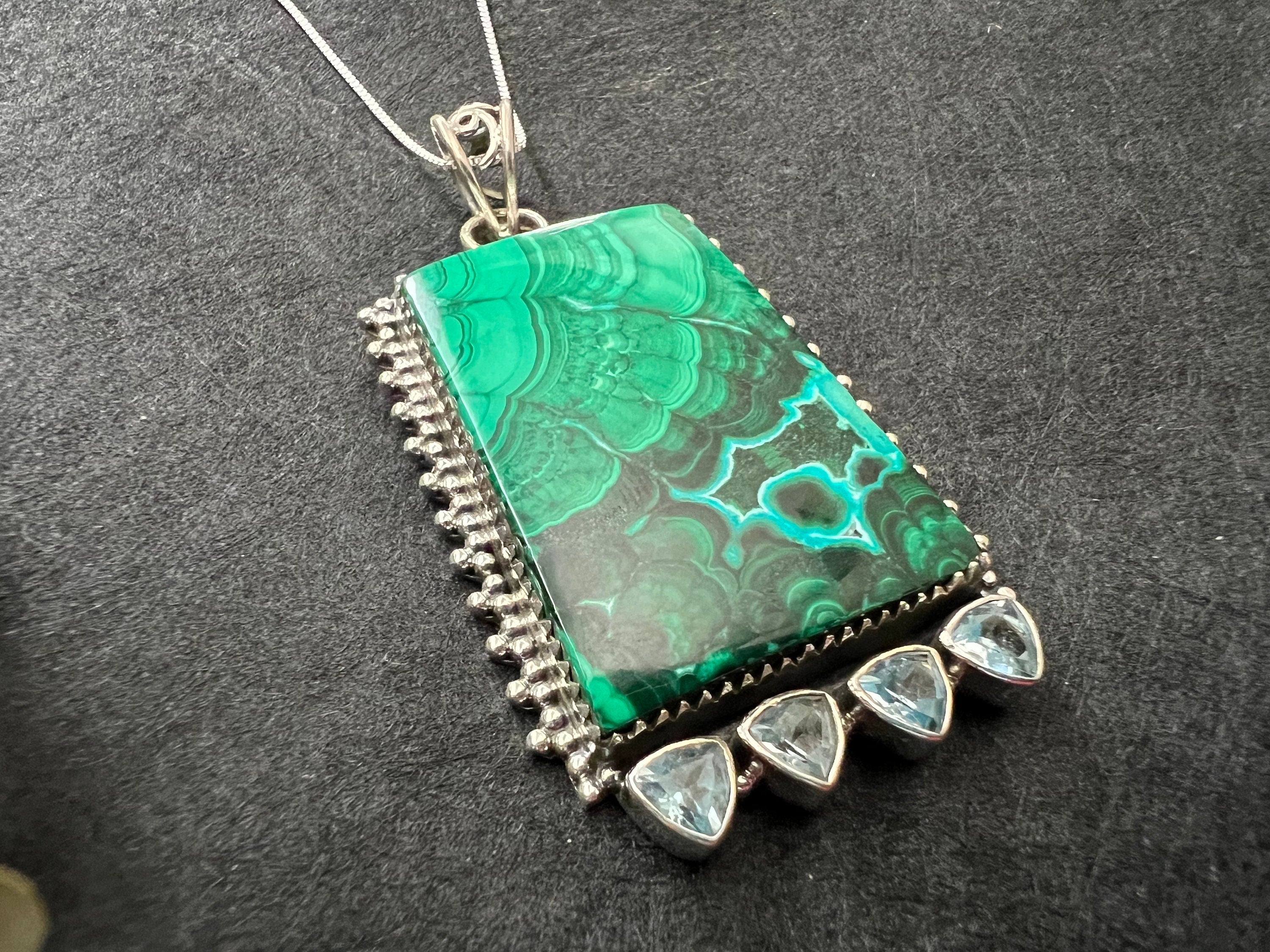 Decorative Malachite pendant - 925 Sterling Silver - Gemstone pendant necklace - Mothers day gift - Gifts for her