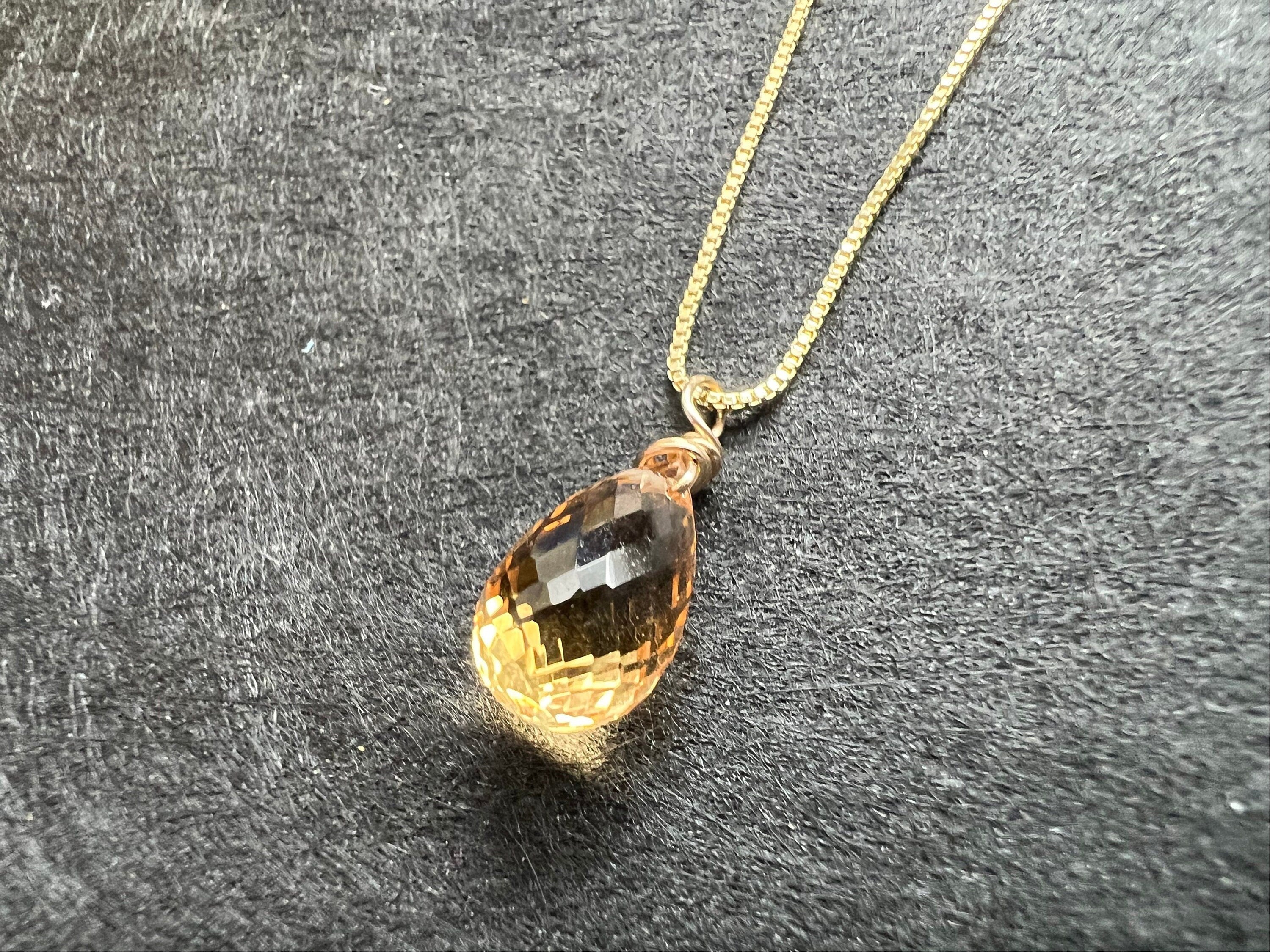 Dainty Citrine pendant , gifts for her, AAA micro faceted crystal, layering necklace, 14k gold chain, November birthday gift