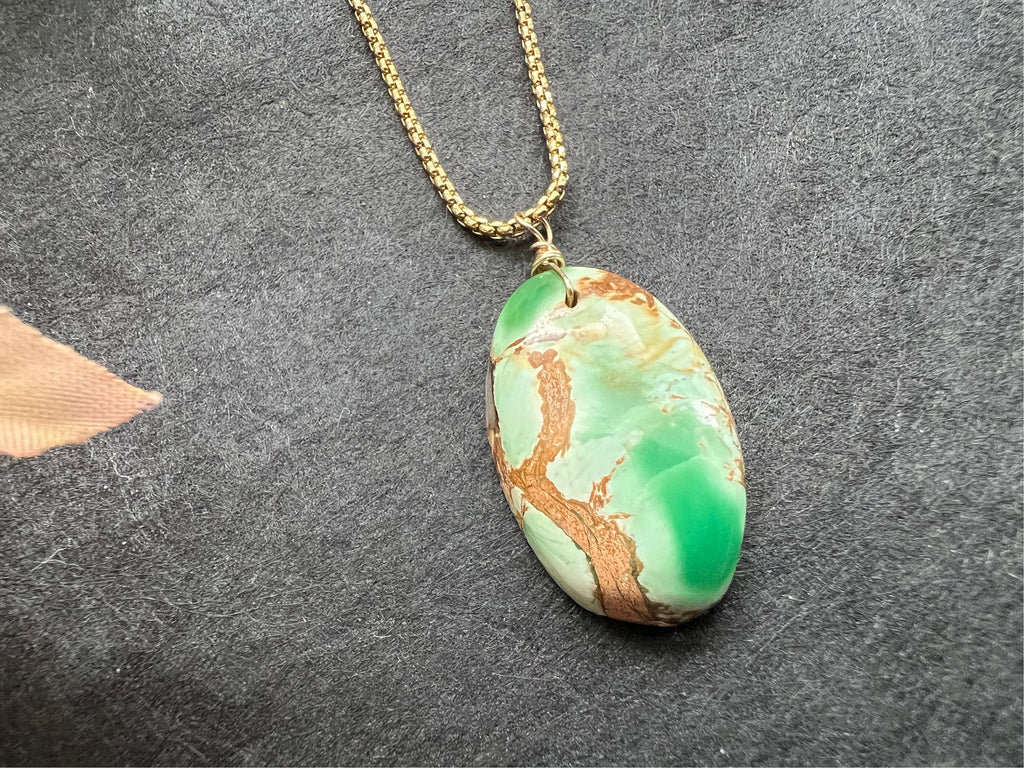 Variscite pendant , gifts for her, layering necklace, 14k gold chain, anti tarnish chain, natural stone pendant