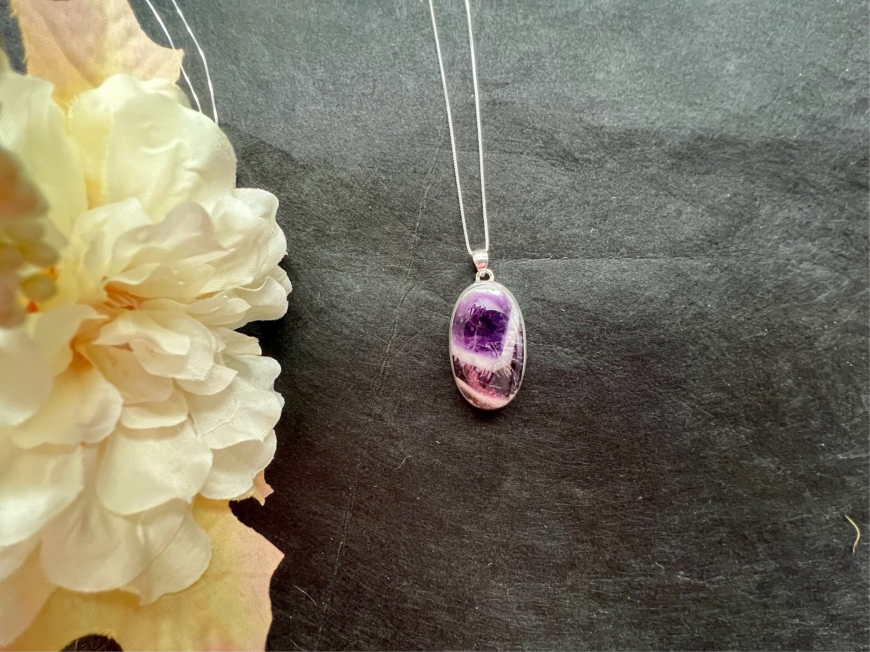 Chevron Amethyst pendant , gifts for her, layering necklace, 925 sterling silver, natural stone pendant, February birthstone