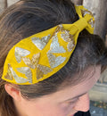 Mustard color headband, Statement Beaded Knot Headband, Handmade Knot Headband, Wide Knot Headband, Embellished Knot Headband, Seed Bead