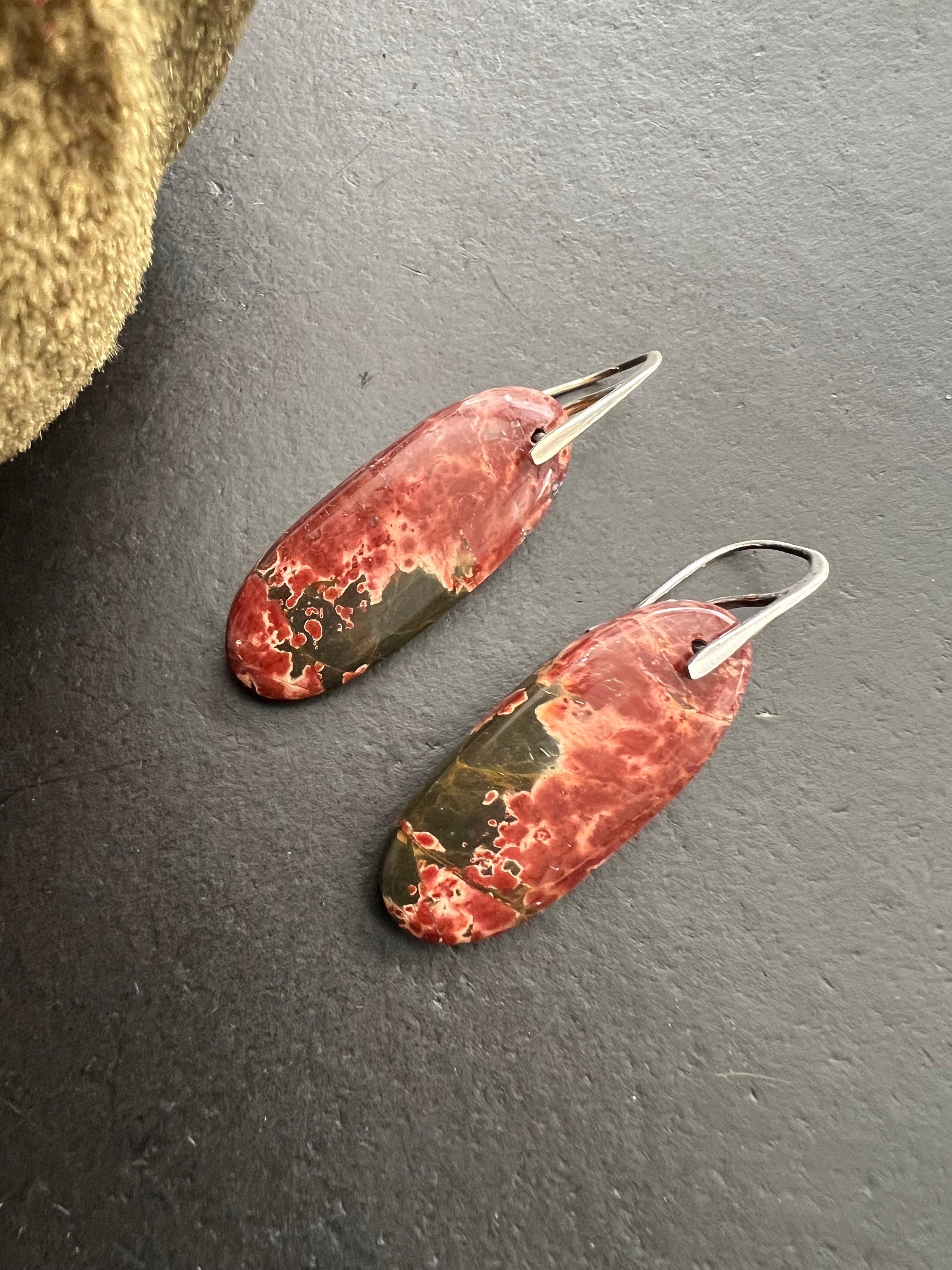 Red creek Jasper earrings natural stone jewelry unique one of a kind gifts for women jasper earrings