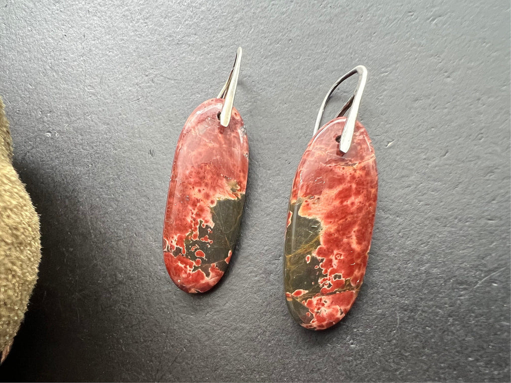 Red creek Jasper earrings natural stone jewelry unique one of a kind gifts for women jasper earrings