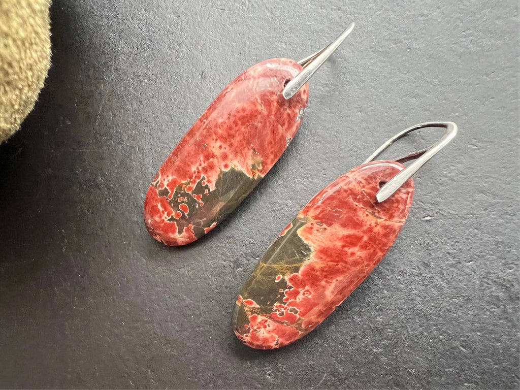 Red creek Jasper earrings natural stone jewelry unique one of a kind gifts for women jasper earrings