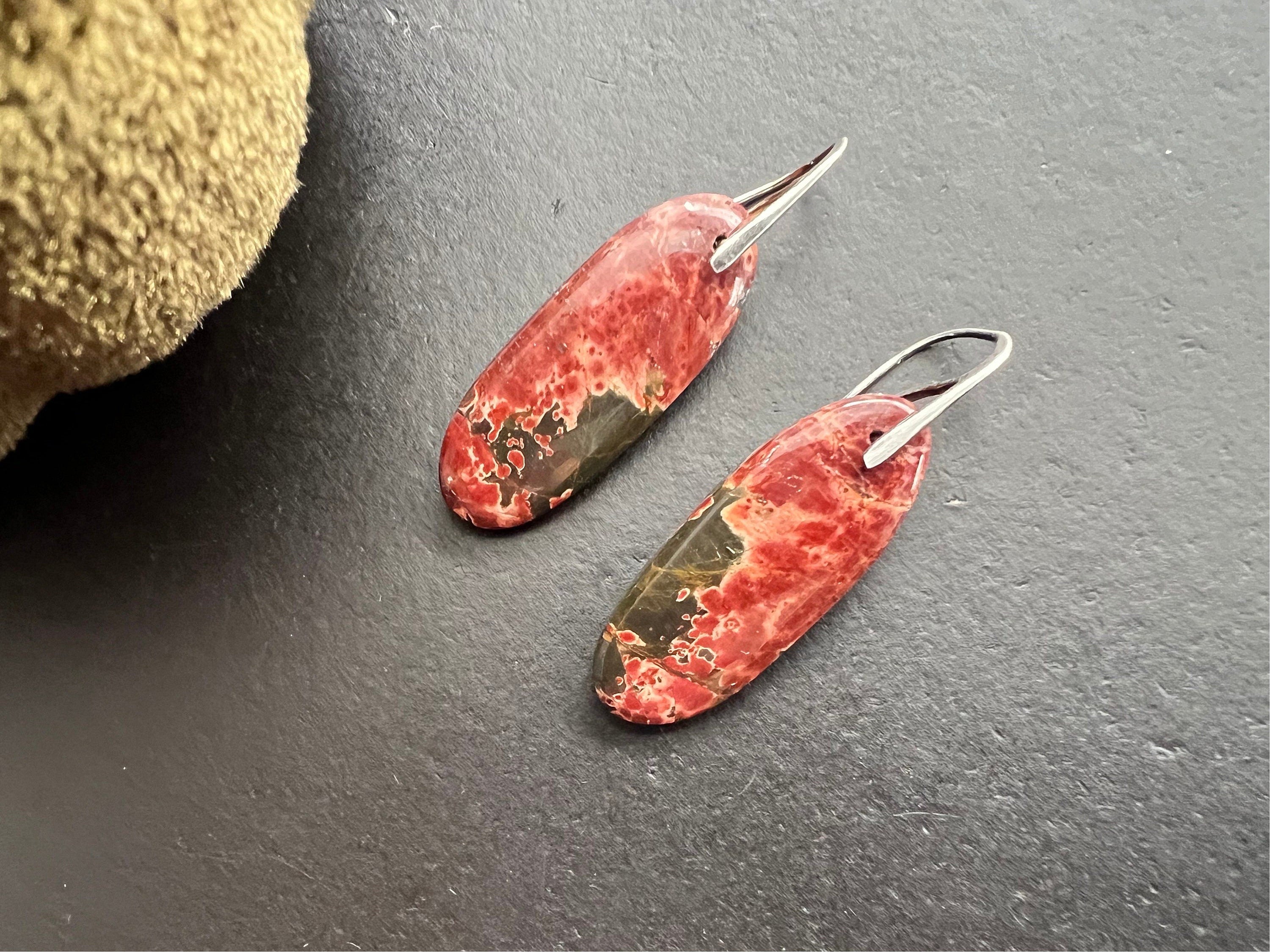 Red creek Jasper earrings natural stone jewelry unique one of a kind gifts for women jasper earrings