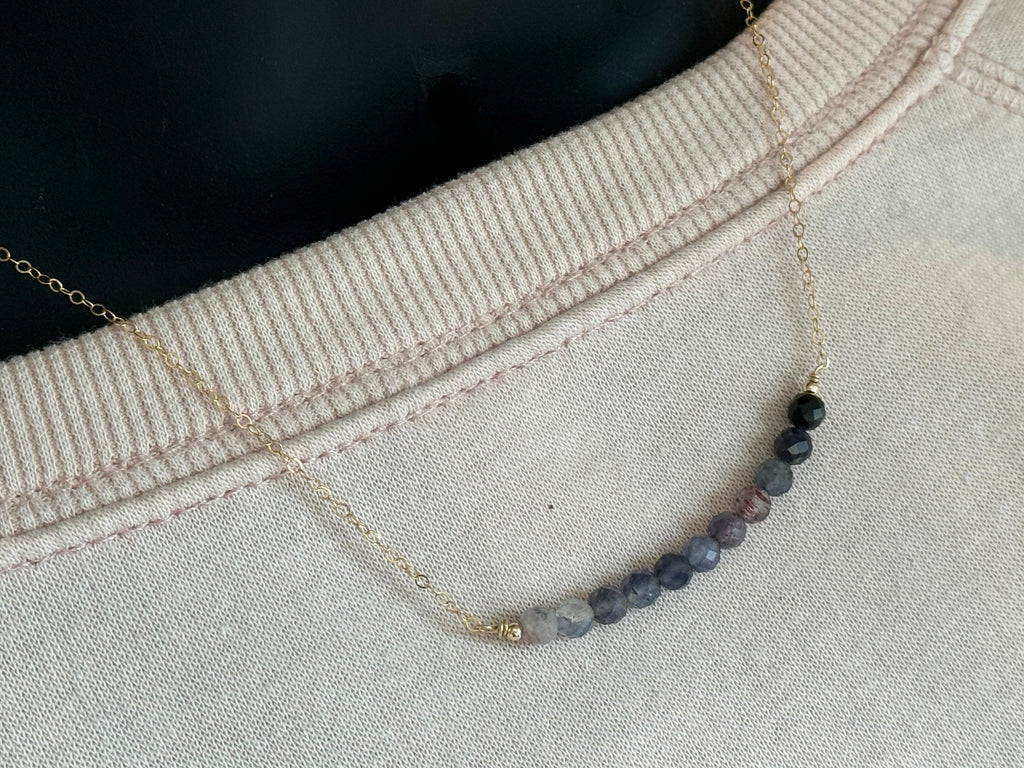Iolite Bar Necklace, faceted gemstone Necklace, gemstone Necklace, birthday Gift For Her, natural stone jewelry, gift for wife