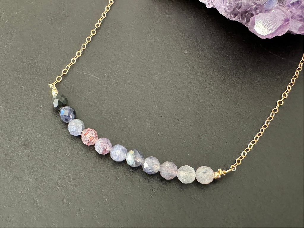 Iolite Bar Necklace, faceted gemstone Necklace, gemstone Necklace, birthday Gift For Her, natural stone jewelry, gift for wife