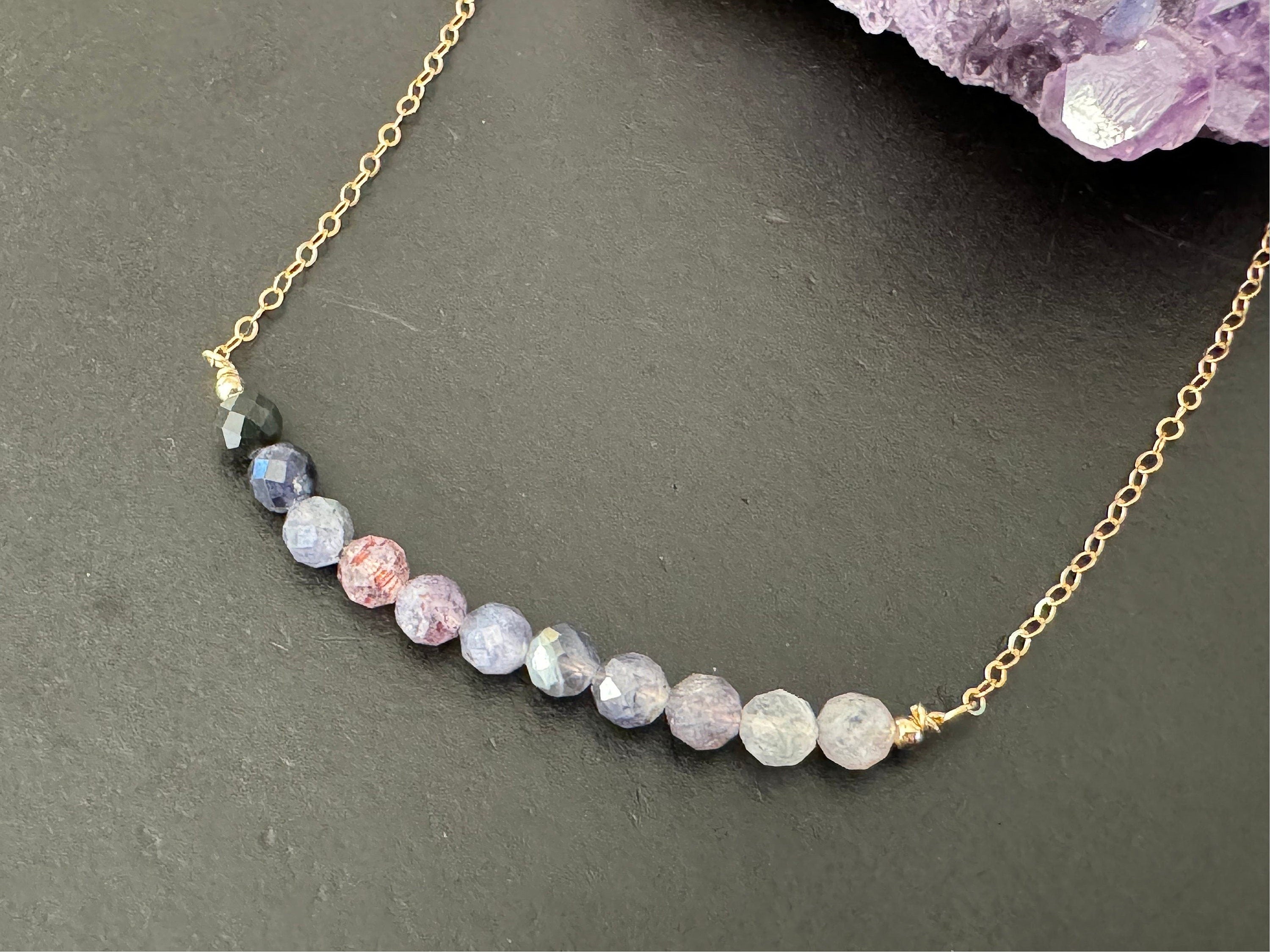 Iolite Bar Necklace, faceted gemstone Necklace, gemstone Necklace, birthday Gift For Her, natural stone jewelry, gift for wife