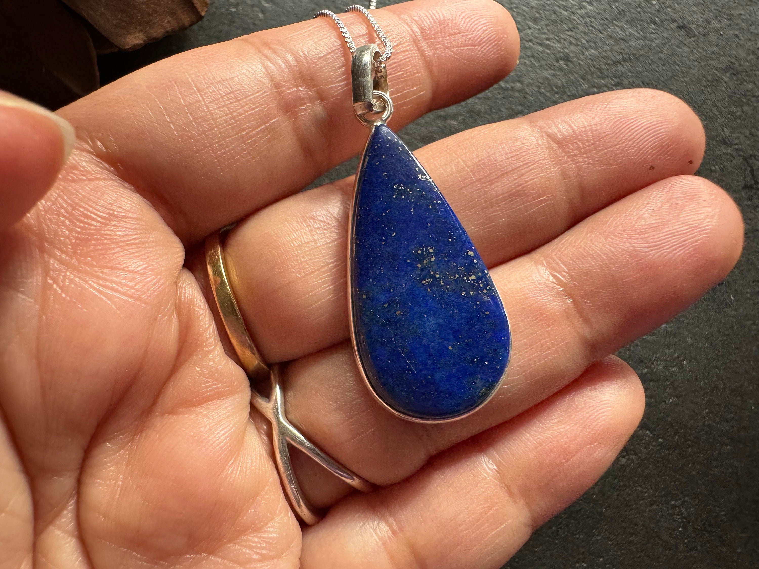 Lapis Lazuli pendant, 925 sterling silver, natural gemstone pendant, gemstone necklace, navy blue pendant, natural stone jewelry