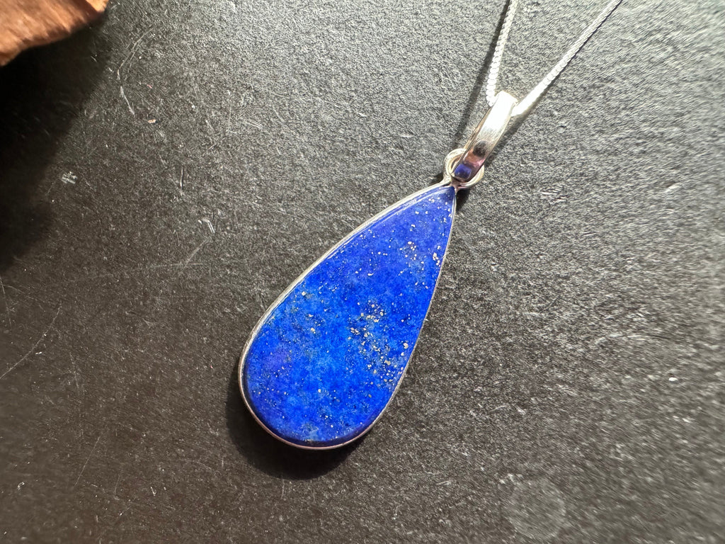 Lapis Lazuli pendant, 925 sterling silver, natural gemstone pendant, gemstone necklace, navy blue pendant, natural stone jewelry