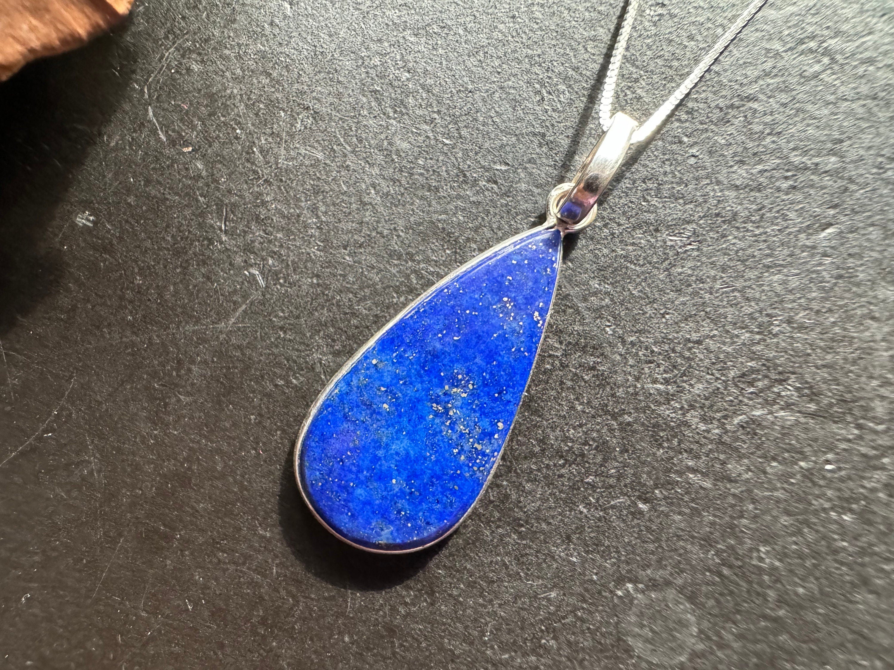 Lapis Lazuli pendant, 925 sterling silver, natural gemstone pendant, gemstone necklace, navy blue pendant, natural stone jewelry