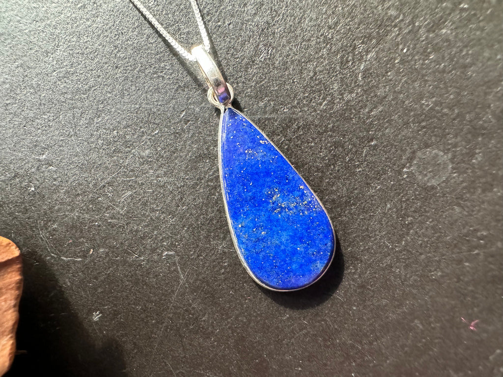 Lapis Lazuli pendant, 925 sterling silver, natural gemstone pendant, gemstone necklace, navy blue pendant, natural stone jewelry