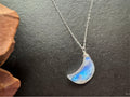 Moonstone pendant, moon pendant, crystal pendant, gemstone necklace, Moon Necklace, crescent moon, June Birthday gift, celestial gift