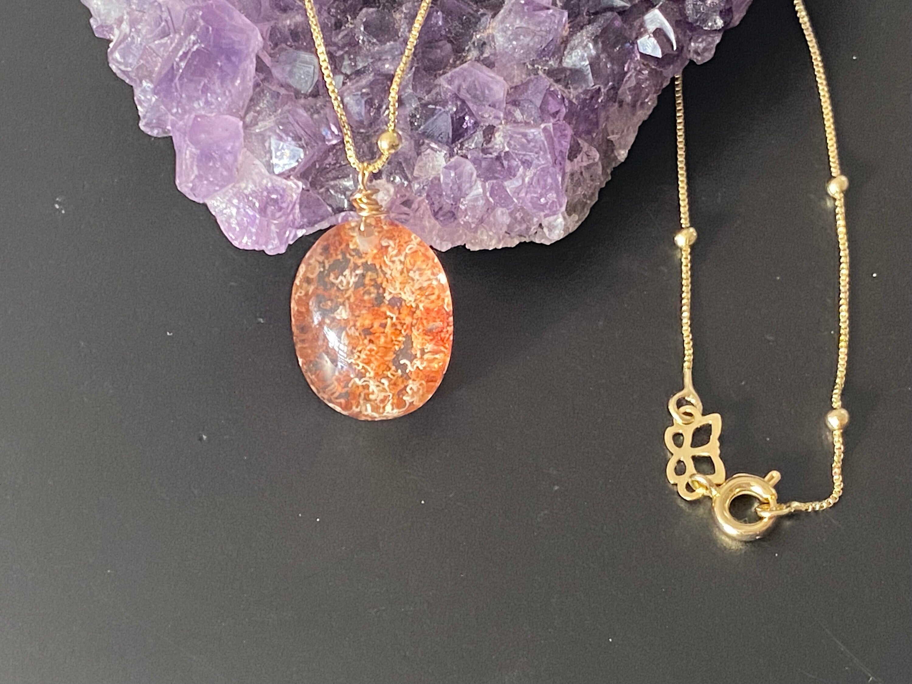 Lodolite necklace, garden quartz pendant, natural stone pendant, layering necklace gemstone necklace, gifts for her
