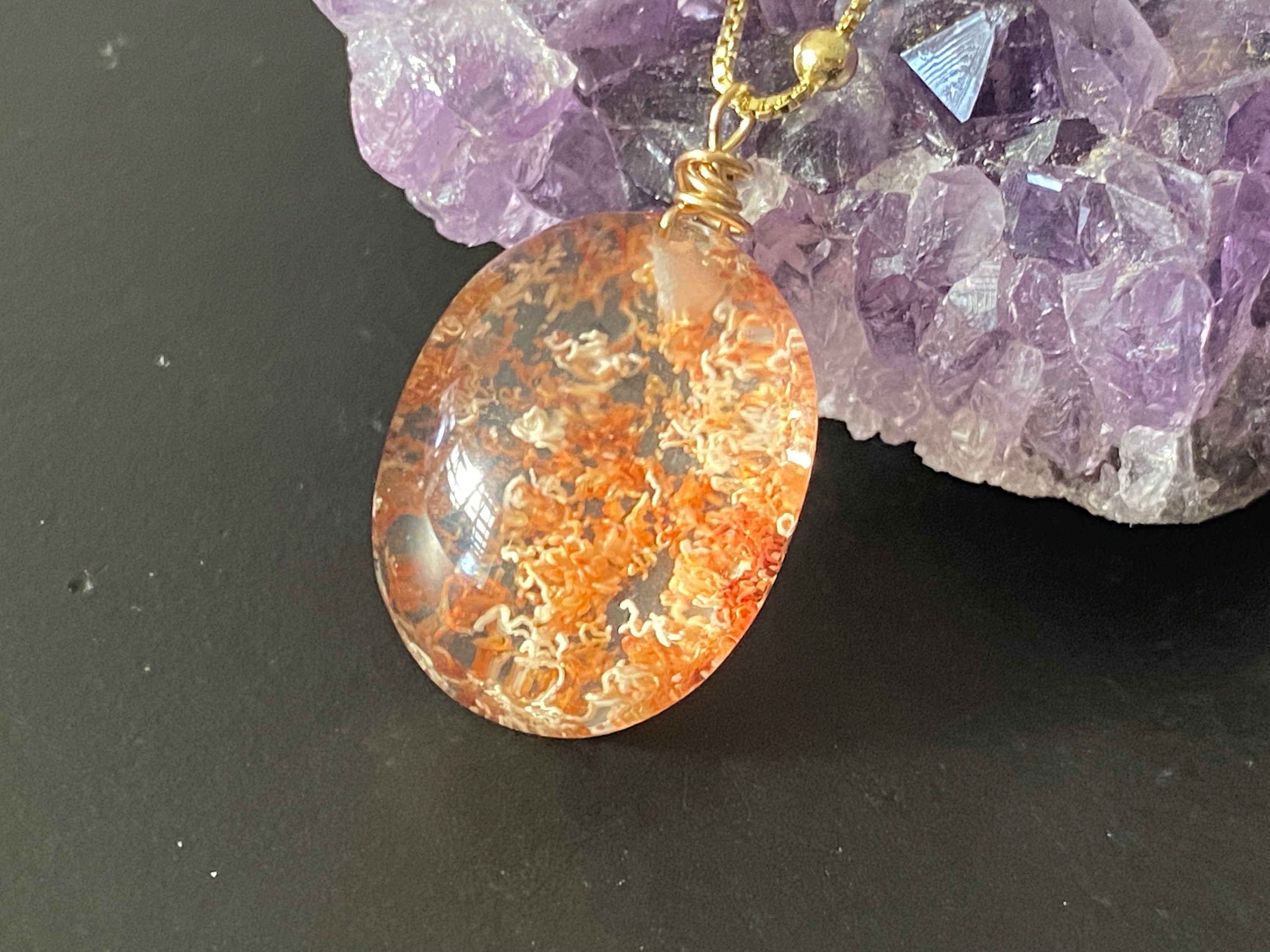 Lodolite necklace, garden quartz pendant, natural stone pendant, layering necklace gemstone necklace, gifts for her