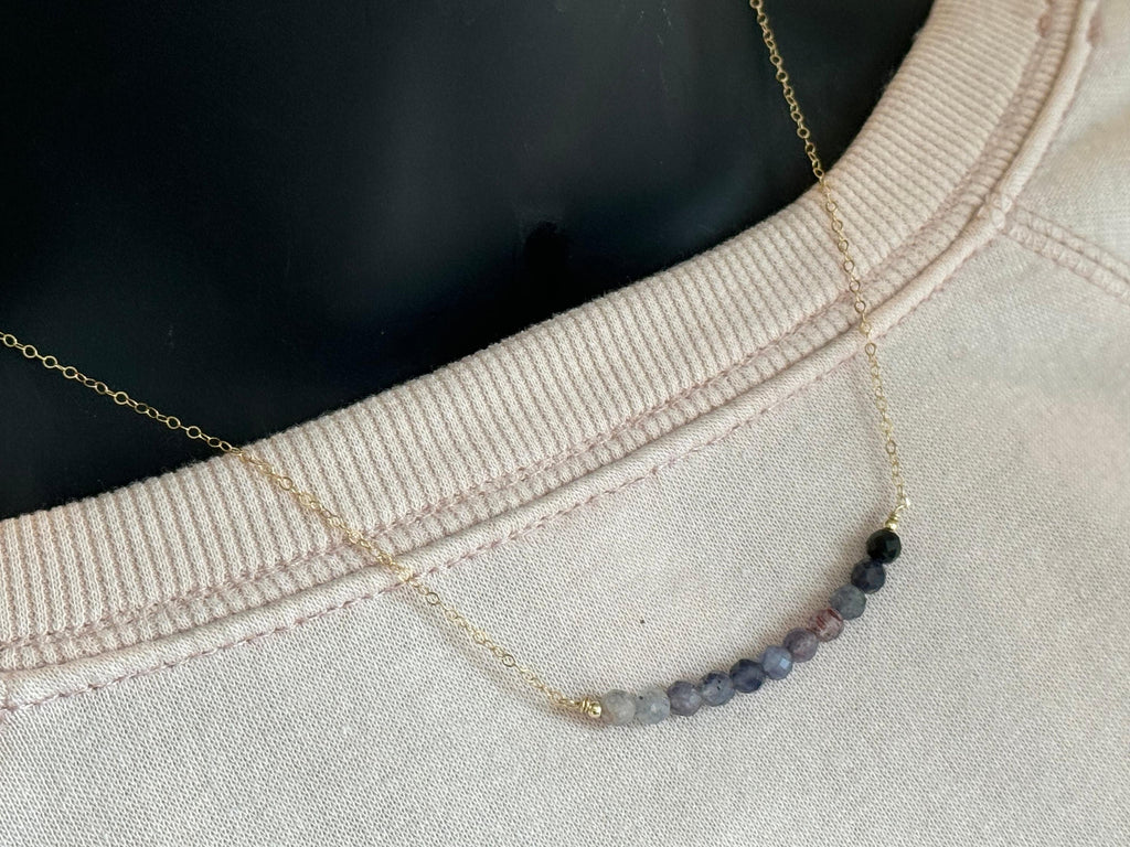 Iolite Bar Necklace, faceted gemstone Necklace, gemstone Necklace, birthday Gift For Her, natural stone jewelry, gift for wife