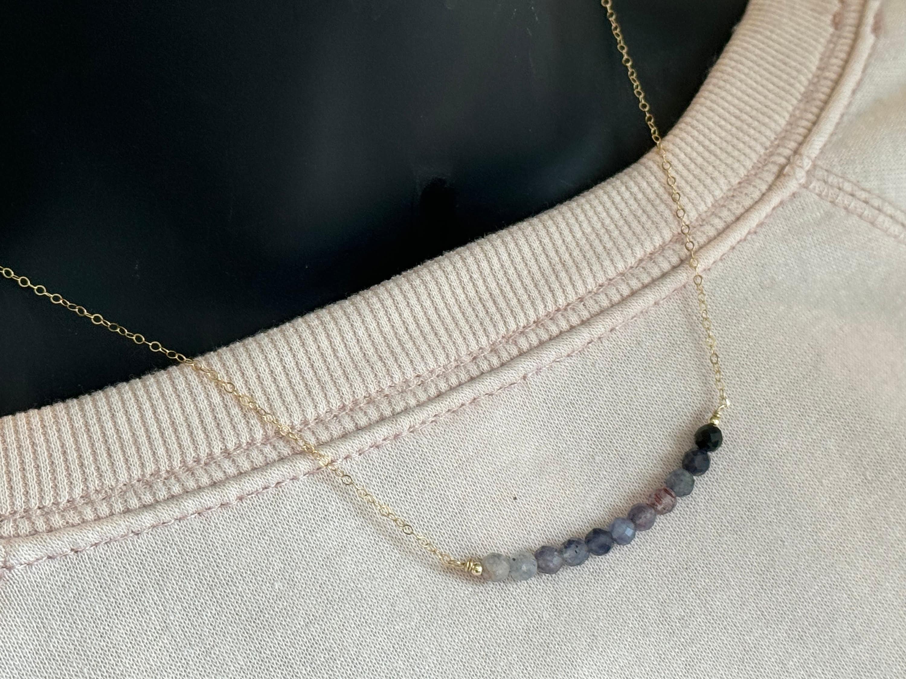 Iolite Bar Necklace, faceted gemstone Necklace, gemstone Necklace, birthday Gift For Her, natural stone jewelry, gift for wife