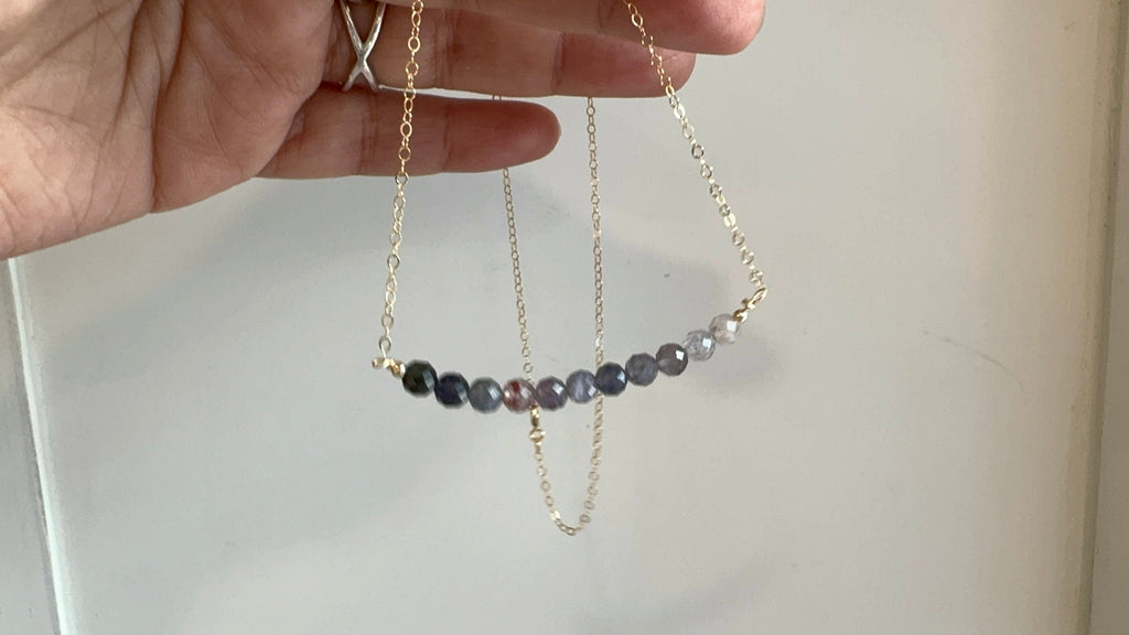 Iolite Bar Necklace, faceted gemstone Necklace, gemstone Necklace, birthday Gift For Her, natural stone jewelry, gift for wife