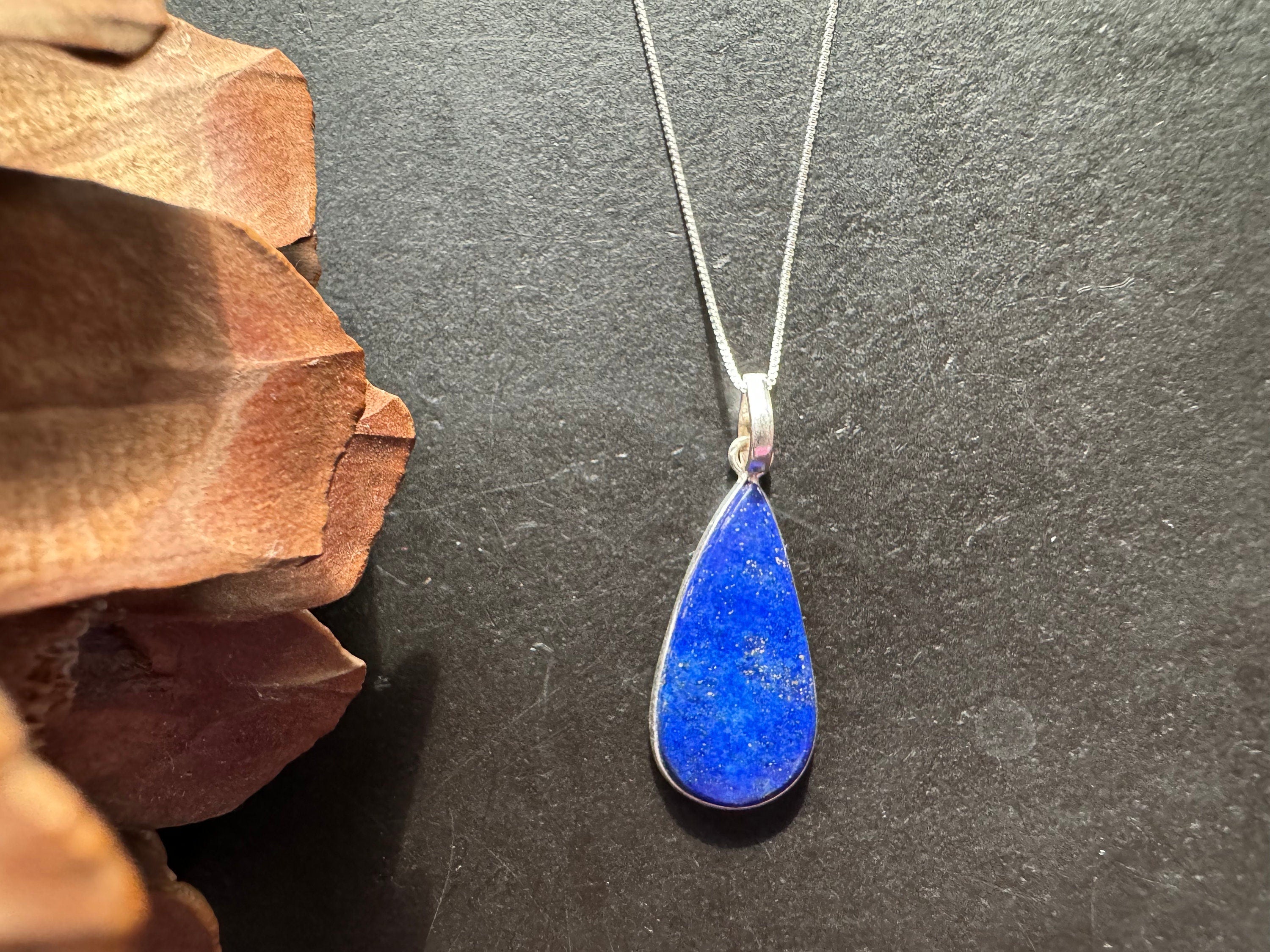 Lapis Lazuli pendant, 925 sterling silver, natural gemstone pendant, gemstone necklace, navy blue pendant, natural stone jewelry