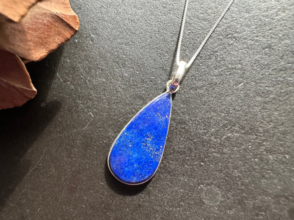 Lapis Lazuli pendant, 925 sterling silver, natural gemstone pendant, gemstone necklace, navy blue pendant, natural stone jewelry