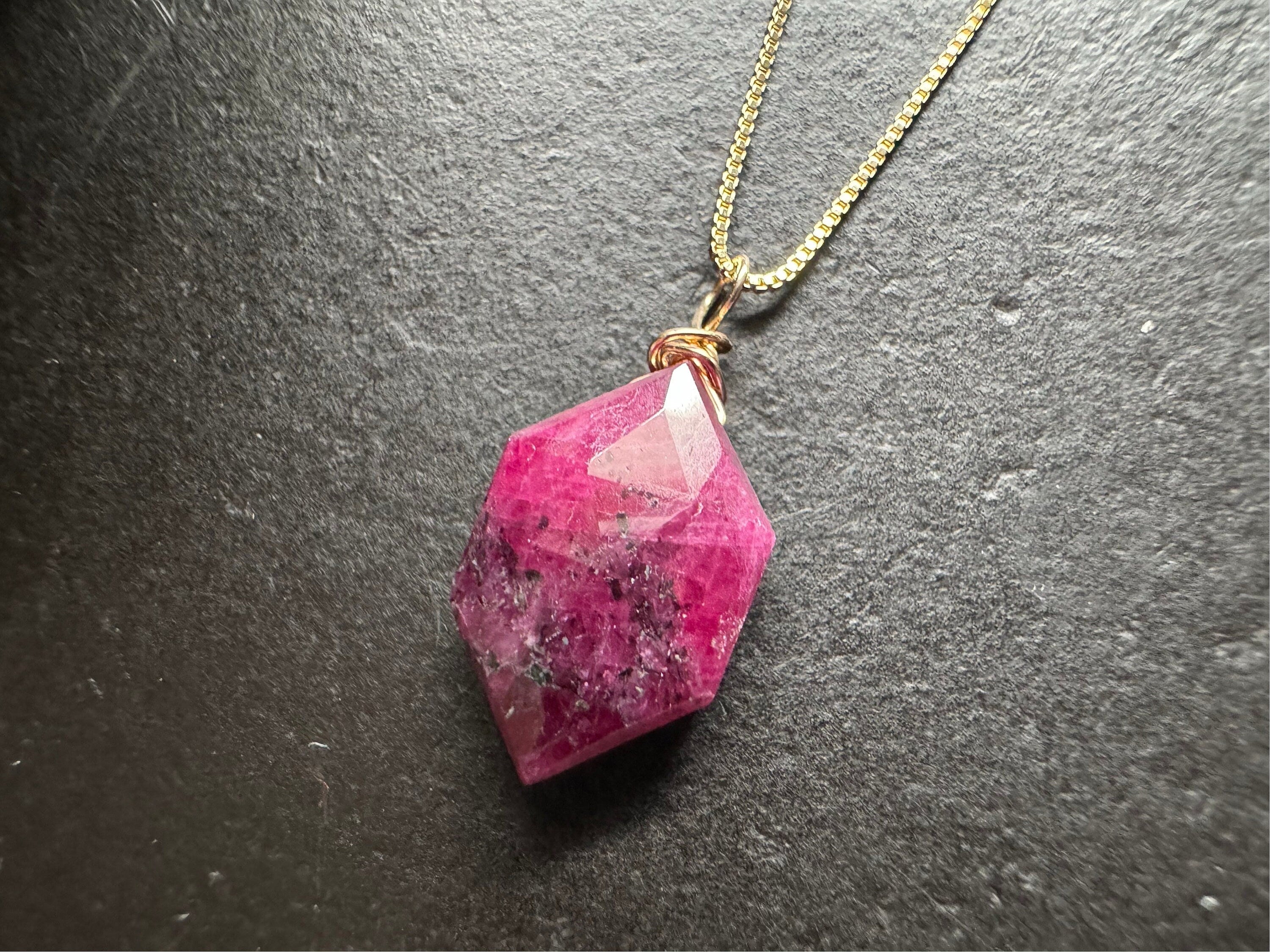 Ruby pendant , gifts for her, layering necklace, 14k gold chain, anti tarnish chain, natural stone pendant, July birthday gift