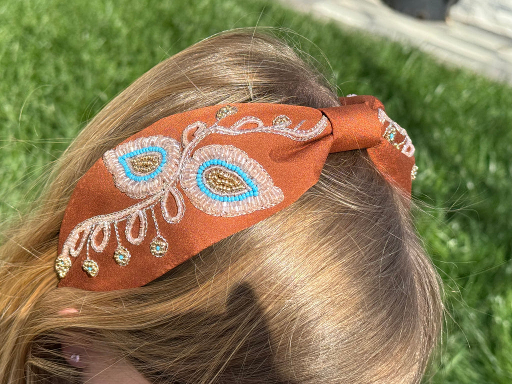 Statement headband, Handmade Knot Headband, Wide Knot Headband, Embellished Knot Headband, Seed Bead Headband, gifts for her, daughter gift