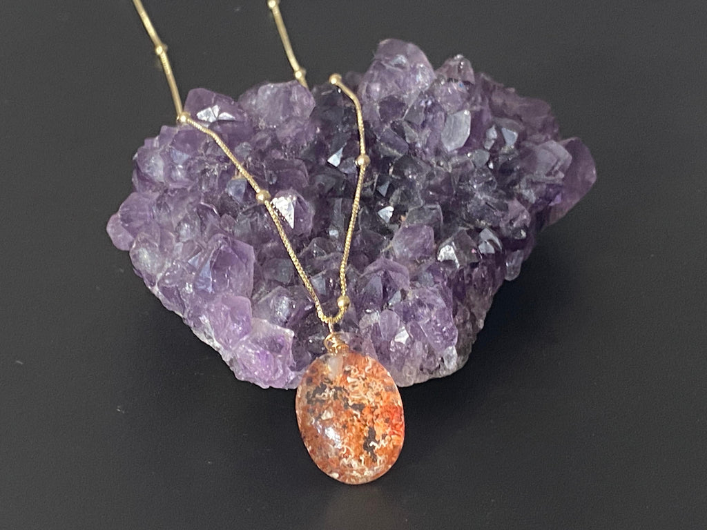 Lodolite necklace, garden quartz pendant, natural stone pendant, layering necklace gemstone necklace, gifts for her