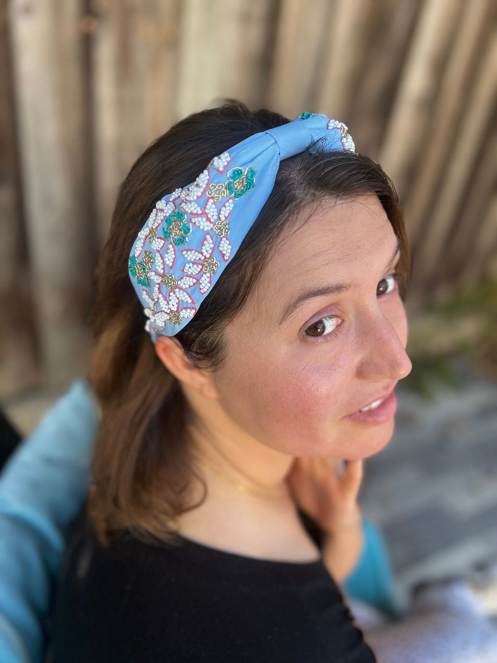 Floral headband, Statement Beaded Knot Headband, Handmade Knot Headband, Wide Knot Headband, Embellished Knot Headband, Seed Bead Headband