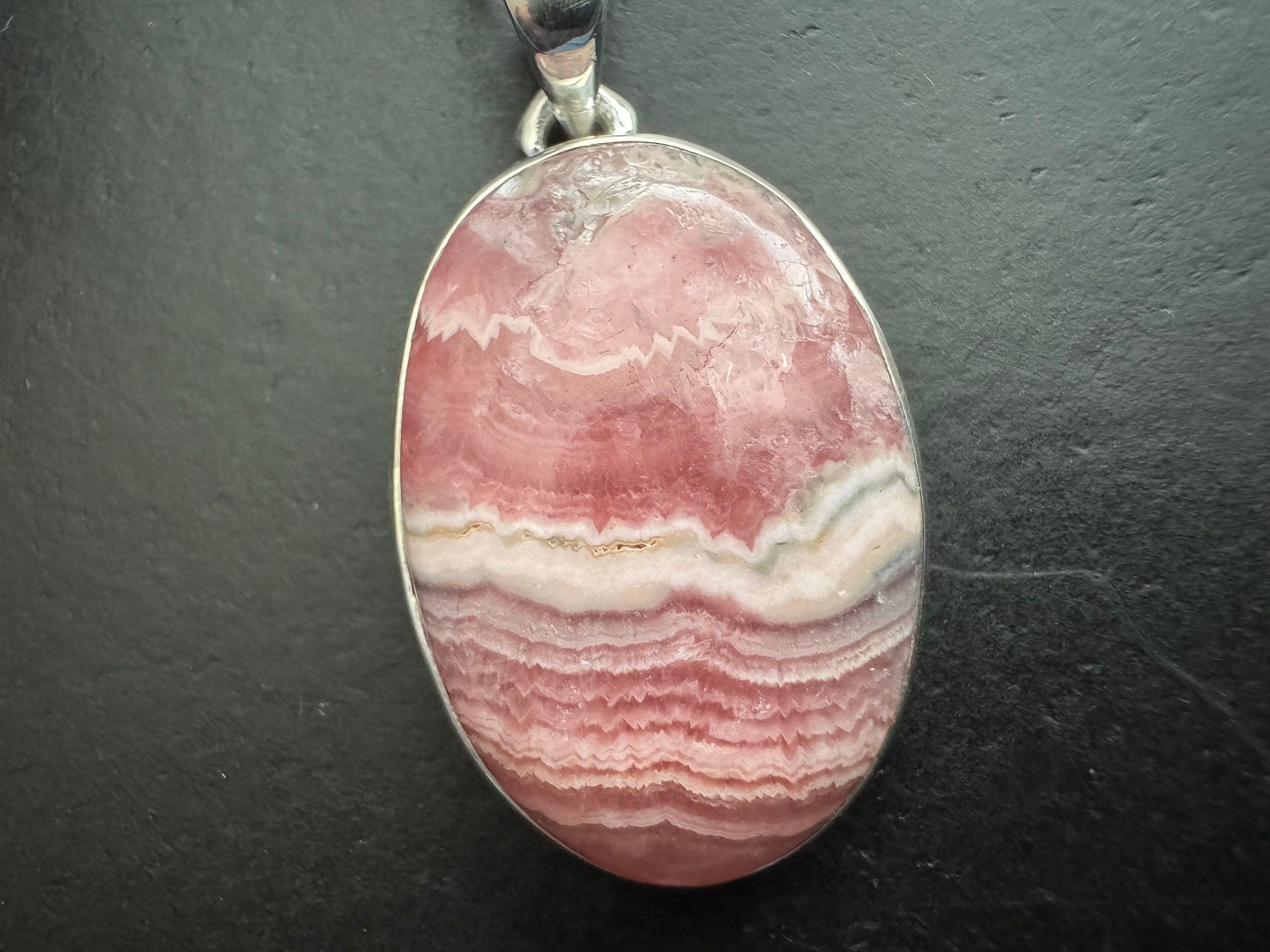 Rhodochrosite pendant , gifts for her, layering necklace, 925 sterling silver chain, natural stone pendant