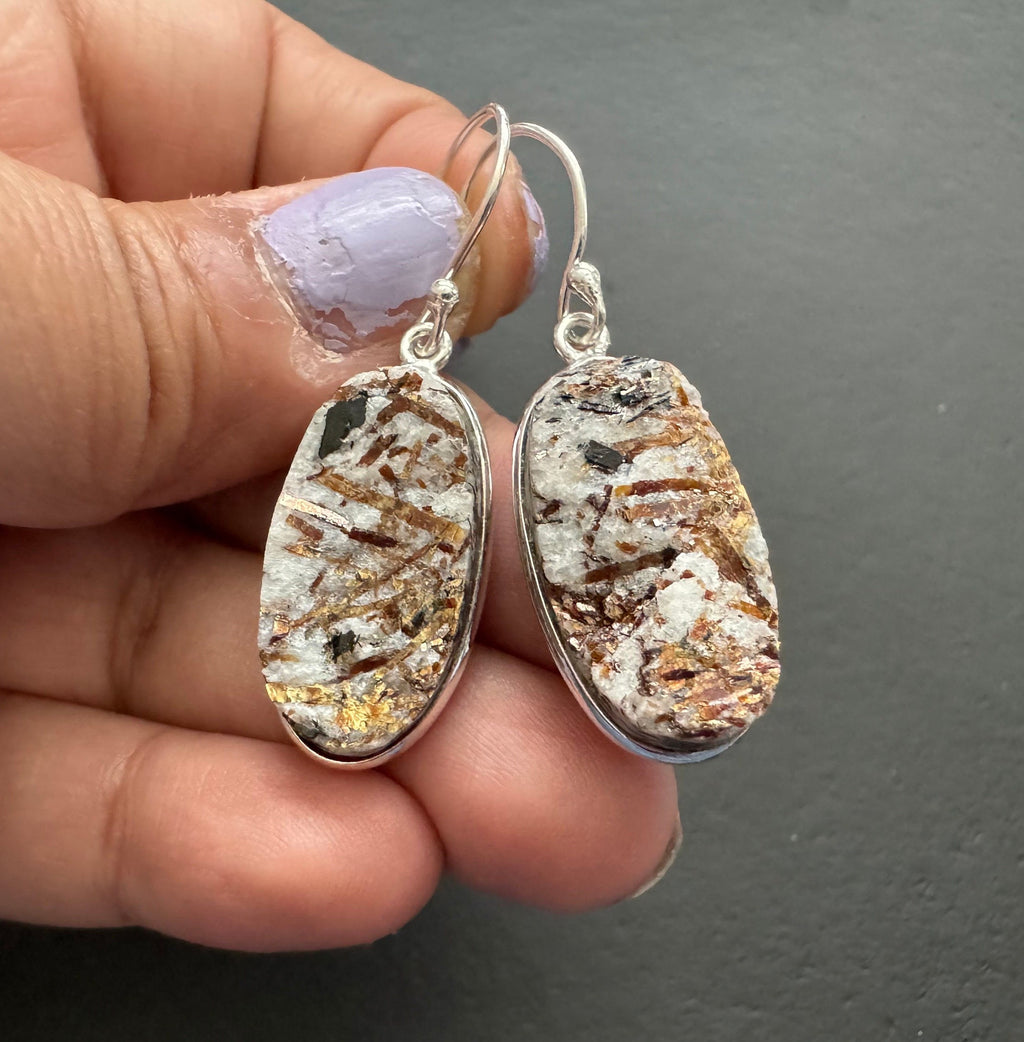 Astrophyllite earrings / 925 sterling silver / natural stone jewelry/ gifts for women