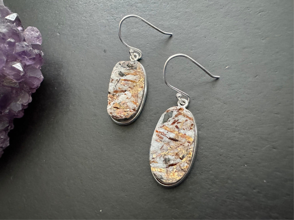 Astrophyllite earrings / 925 sterling silver / natural stone jewelry/ gifts for women