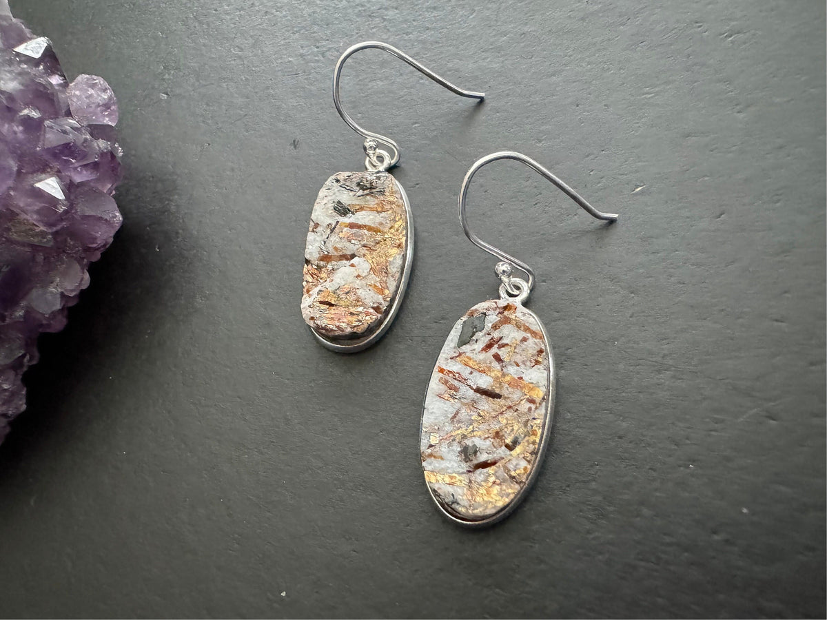 Astrophyllite earrings / 925 sterling silver / natural stone jewelry/ gifts for women