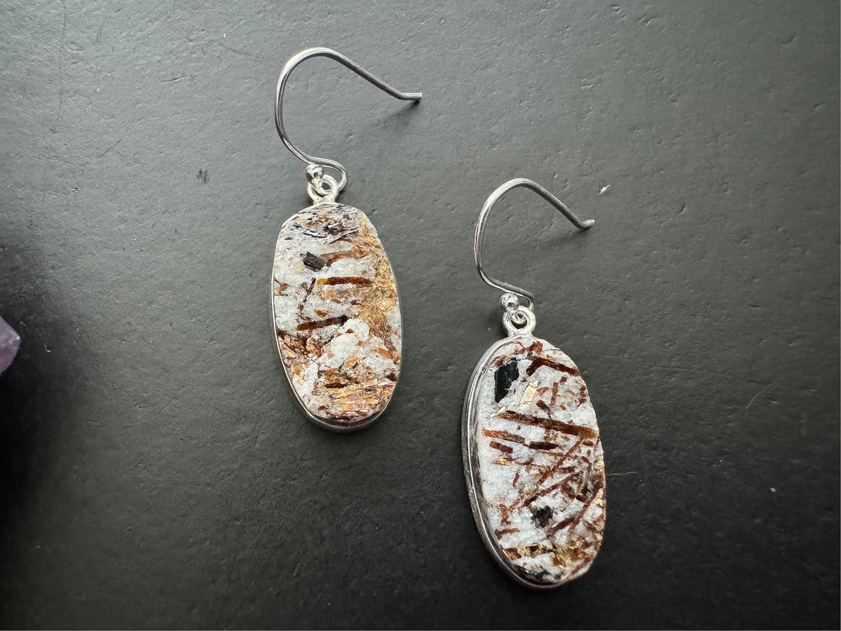 Astrophyllite earrings / 925 sterling silver / natural stone jewelry/ gifts for women