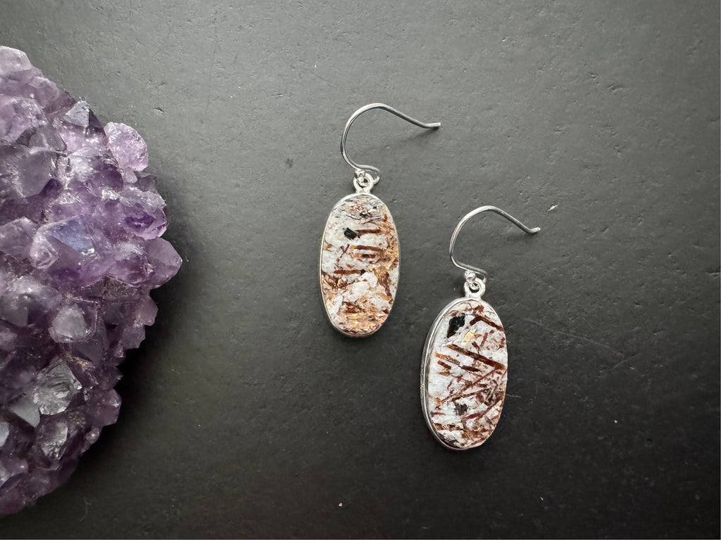Astrophyllite earrings / 925 sterling silver / natural stone jewelry/ gifts for women