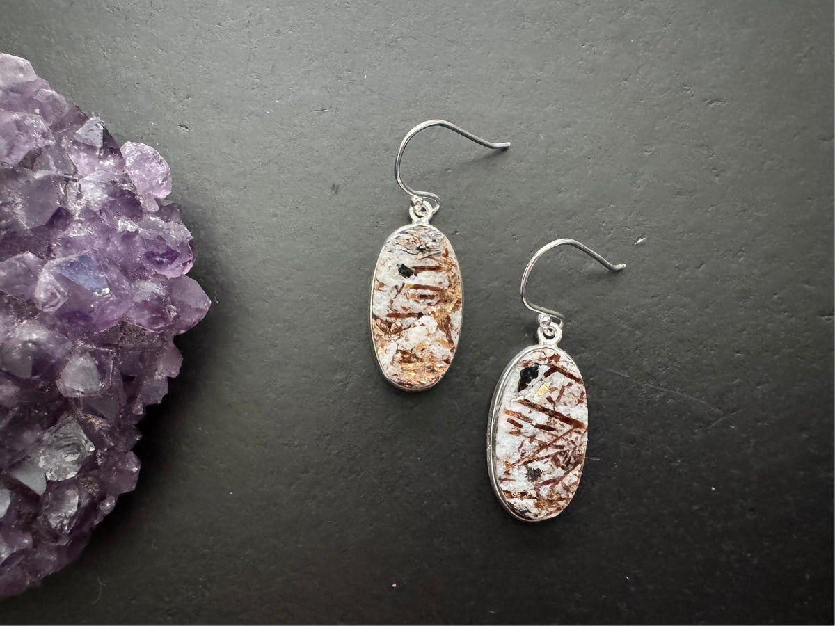 Astrophyllite earrings / 925 sterling silver / natural stone jewelry/ gifts for women